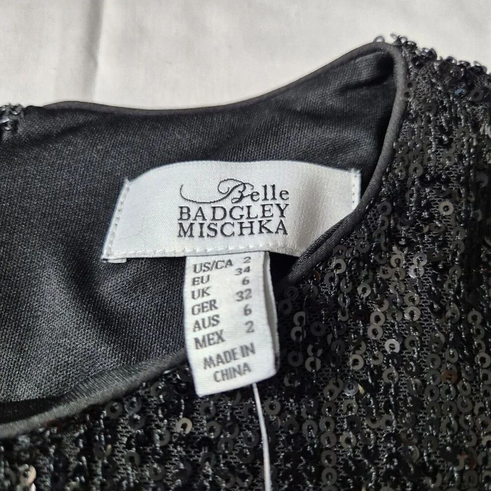 Bell Badgley Mischka Dress Women's Size 2 Sequin Sheath Dress Long sleeve (47) - Picture 7 of 11